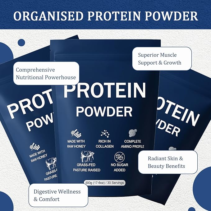 Protein Powder Over 80 Trace Elements with Beef Protein Powder Collagen Powder Raw Honey Maple Syrup Organic Dates Improved Skin Elasticity More Muscle Gain Gentle On Gut 500g (1)