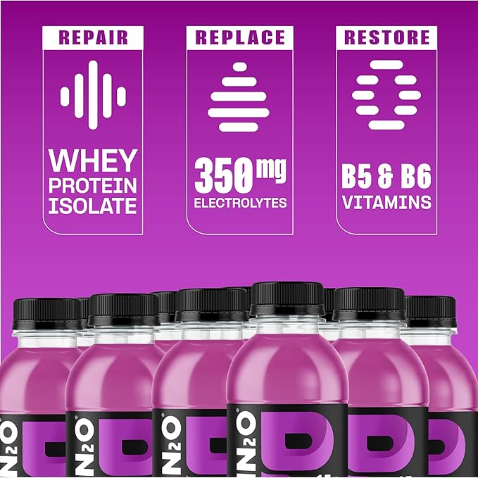 Protein2o Hydration Drink - 2-in-1 Liquid Clear Whey Protein Isolate and Electrolyte Drink - 15g Protein Vitamins B5 B6 - Post-Workout Recovery - 16.9 Fl Oz - 12 Count Grape
