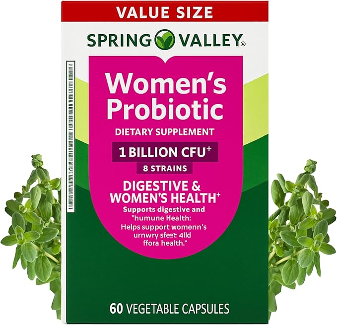 Spring Valley Probiotics for Women 60 Capsules Dietary Supplement Vegetarian Capsules for Digestive Health Cranberry 60 Count Value Size