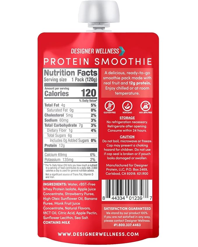 Designer Wellness Protein Smoothies Super Fruits Variety Pack and Strawberry Banana Bundle