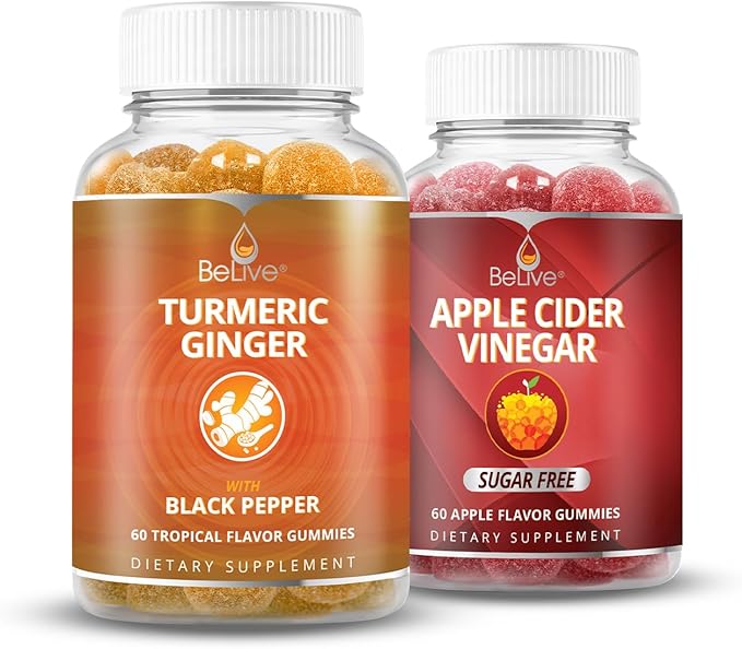 BeLive Turmeric and Apple Cider Vinegar Gummies for Inmune Support Mobility Support Detox Cleanse and Digestive Health