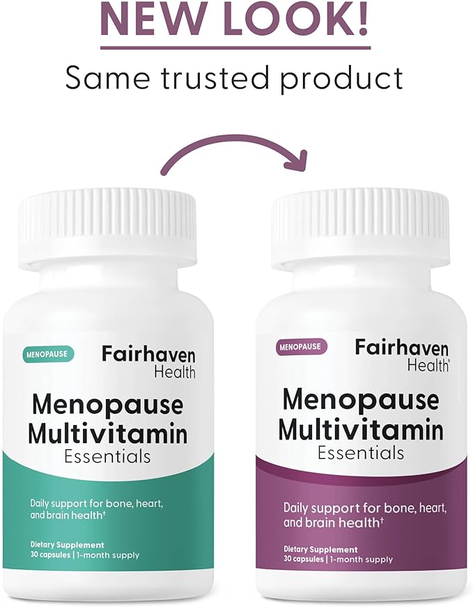 Fairhaven Health Menopause Multivitamin Essentials | Hormone Free Menopause Supplements for Women | Methylated Multivitamin for Women 50 and Over | Non-GMO | Perimenopause Supplements | 30 Capsules