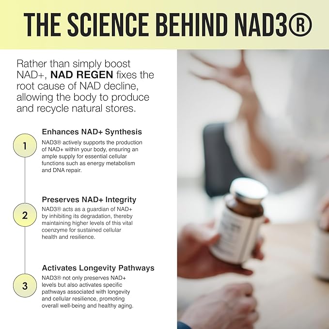BIOSTACK NAD Regen - Advanced NAD+ Supplement with NAD3 Yüth Spermidine Resveratrol Niacinamide | NMNH Alternative | Anti Aging Longevity &amp Cellular Health Vitamin B3 Complex (360 Capsules)
