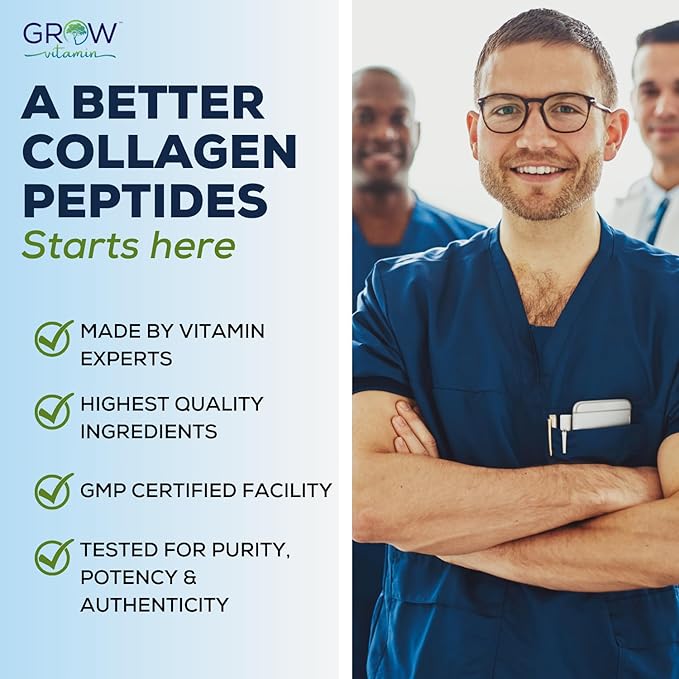 Collagen Peptides Powder 20g with Hyaluronic Acid &amp Biotin - Unflavored Grass Fed Collagen Powder with Hydrolyzed Type I &amp III Collagen Supplements - Hair Nail Skin &amp Joint Support - 56