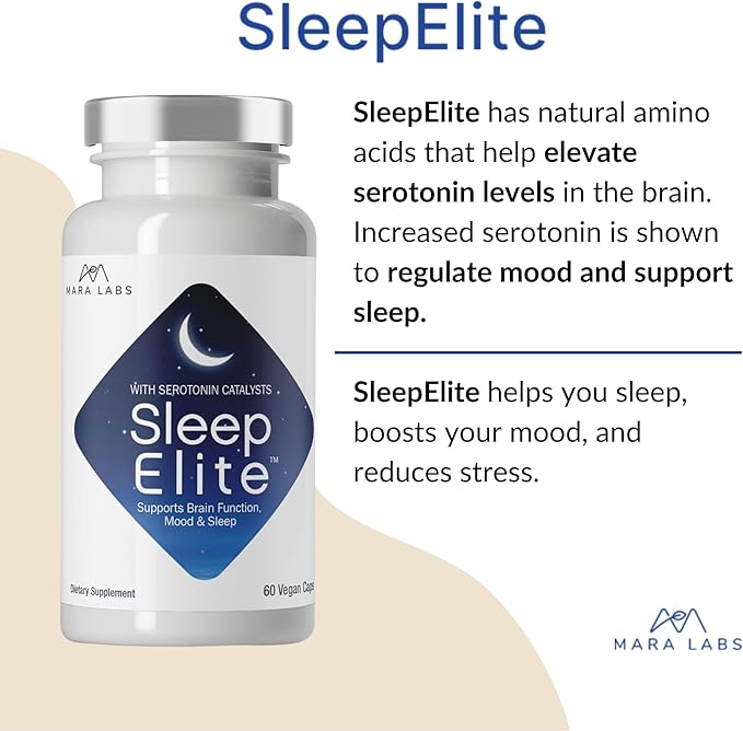 Mara Labs SleepElite | Supports Brain Function Mood and Sleep | with Serotonin Catalysts | 30 Servings