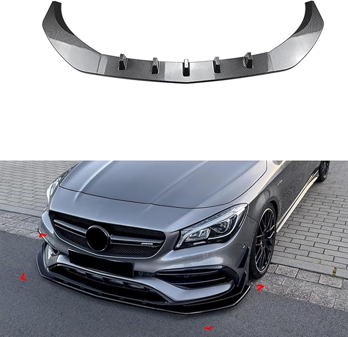 Auto Front SplittersCar Front Bumper LipCar Front Bumper SpoilerCompatible with CLA Class C117 2016-2019 CLA200 260 CLA45 AMGCarbon Fiber Pattern