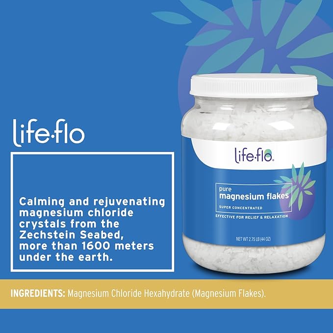 Life-flo Vanilla Magnesium Lotion 8oz and Magnesium Flakes for Bath 44oz - Relief and Relaxation with Topical Magnesium Chloride from Zechstein Seabed - Soothe Muscles and Joints - 60-Day Guarantee