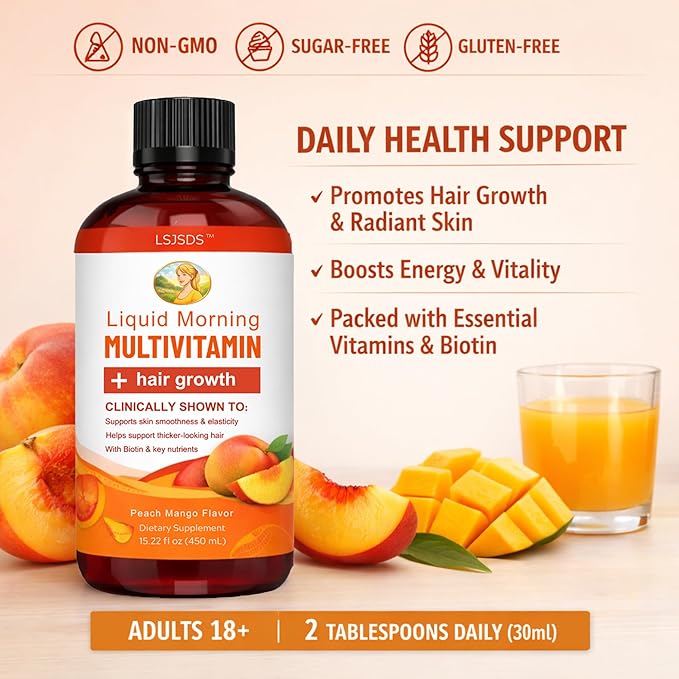 Liquid MultivitaminHair GrowthSupport Healthy SkinPromote ThickerFuller HairReduce Wrinkles &amp Fine Lines15.22 fl oz / 450ml