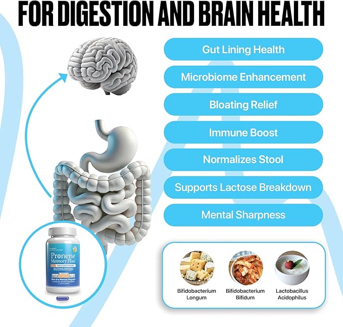 Pronene Memory Plan Advanced Probiotic | Lactobacillus Bifidobacterium bifidum Bifidobacterium longum | Supports Immunity microbiome Gut Brain axis Memory Health (60caps)
