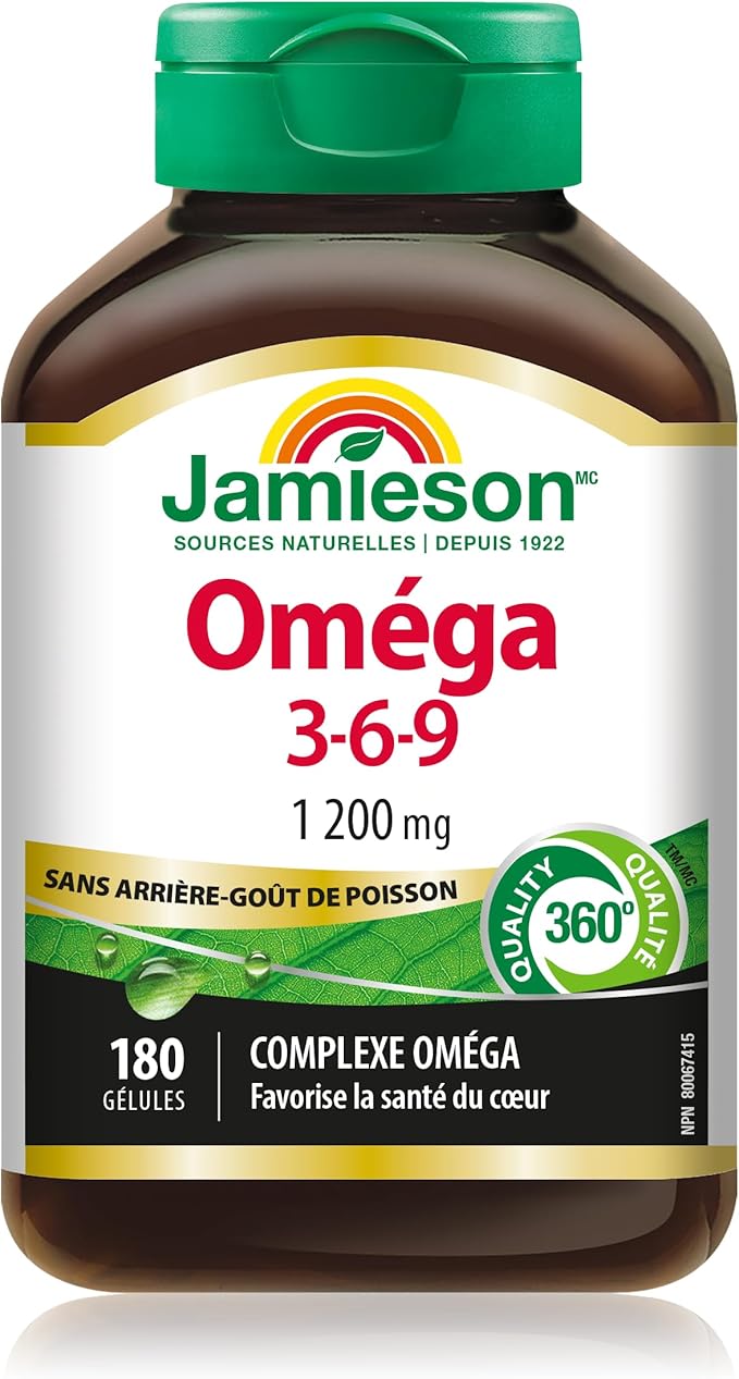 Jamieson No Fishy Aftertaste Omega-3-6-9 SoftGels 180 Count