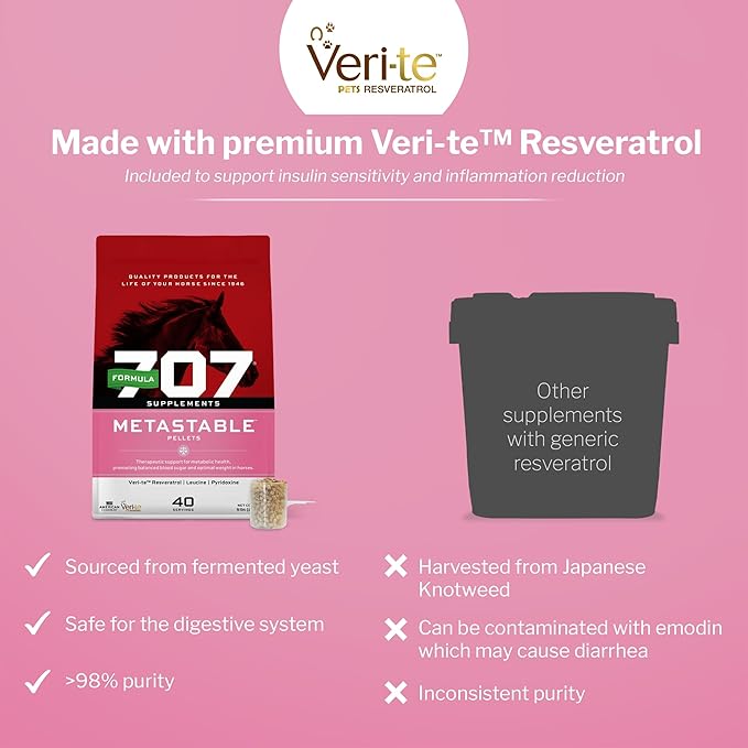 Formula 707 MetaStable Pellets for Horses 5 lb Bag – 40 Servings – University-Studied Support for Horses with Laminitis Insulin Resistance &amp Metabolic Disorders