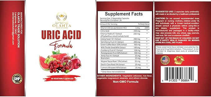 URIC Acid Cleanse Formula - Water Retention Relief Water Away Capsules Diuretic Pills for Water Retention Celery Seed Extract uric Acid Solution Milk Thistle Turmeric - 1 Bottle 60 Capsules