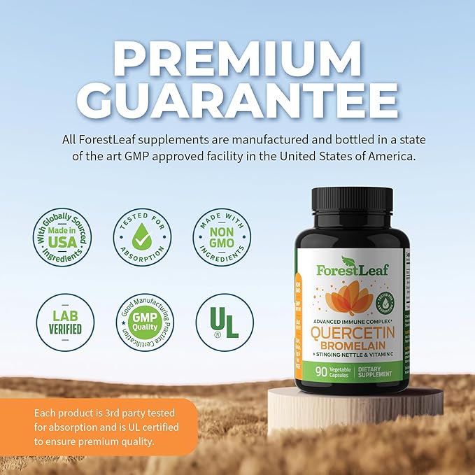 ForestLeaf Immune Support Supplement with Vitamin C + Quercetin for Immunity - Immune Boosters for Adults with Liposomal VIT C Quercetin &amp Stinging Nettle - 2 in 1 Immune System Defense Booster