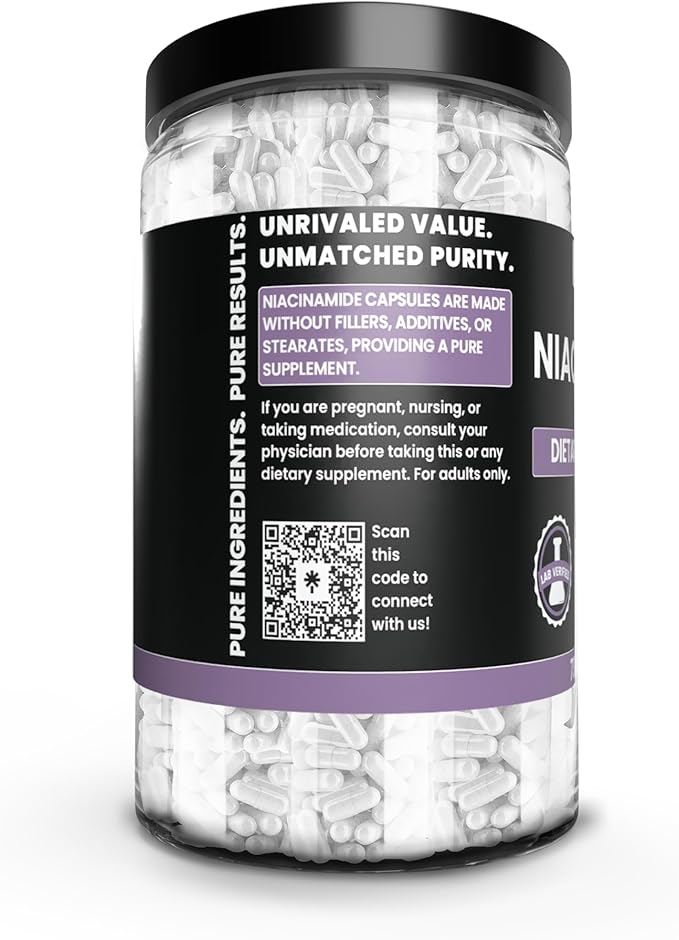 PURE ORIGINAL INGREDIENTS Niacinamide (730 Capsules) No Magnesium Or Rice Fillers Always Pure Lab Verified