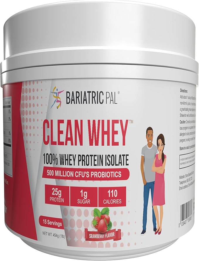 BariatricPal Clean Whey Protein (25g) with Probiotics - Strawberry (15 Servings)
