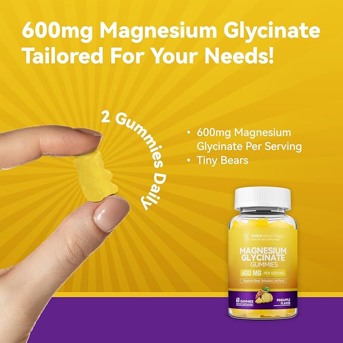 Magnesium Glycinate｜Gummies for Adults Sleep Relaxation &amp Focus Pineapple Flavor &amp Liquid with Magnesium Citrate &amp Taurate Strawberry Flavor