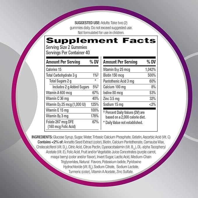 Womens Multivitamin Multigummies 50 Plus - 80 Count Gummies - Assorted Fruit - Multivitamin &amp Multimineral Energy Bone Immune Hair Skin &amp Nails Health (Women) (Pack of 1) (Pack of 1)