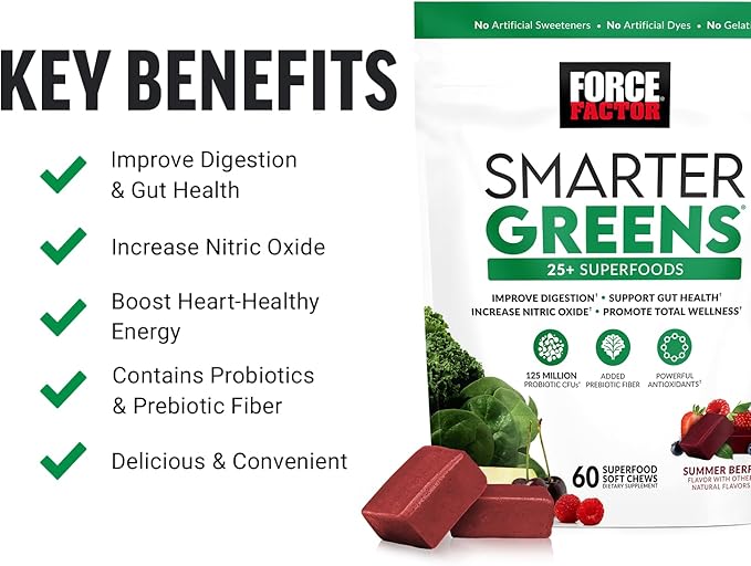 Force Factor Better Turmeric Joint Support Supplement for Extra Strength Joint Health &amp Smarter Greens Superfood Chews Greens and Superfoods with Probiotics Antioxidants