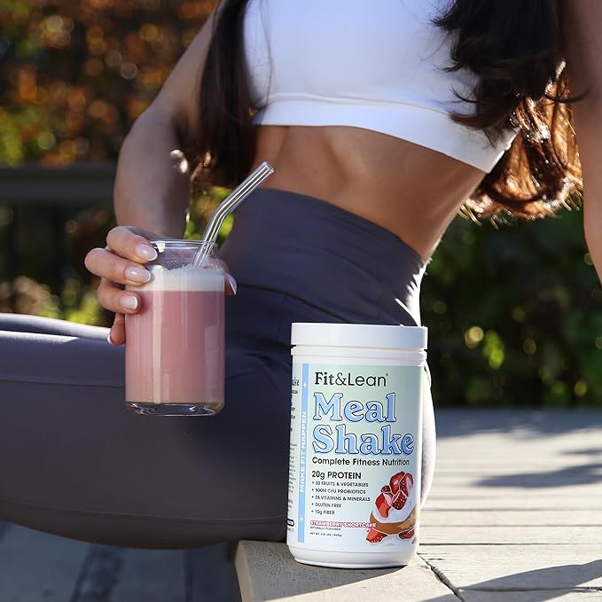 Fit &amp Lean Meal Shake Fat Burning Meal Replacement Protein Fiber Probiotics Strawberry Shortcake 0.8 lbs (365 g)10 Servings Per Container