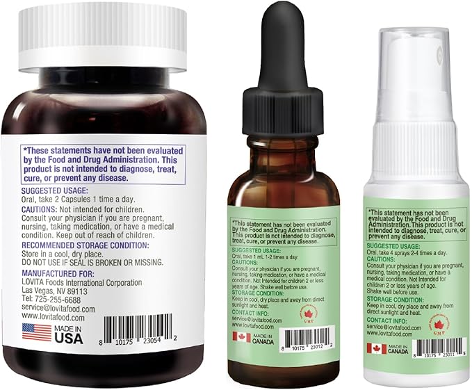 LOVITA 15-Piece Bulk Bundle - 5 Propolis Drops 5 Sprays &amp 5 Immune 8-in-1 Capsules Year-Round Immune Support (15 Pc)
