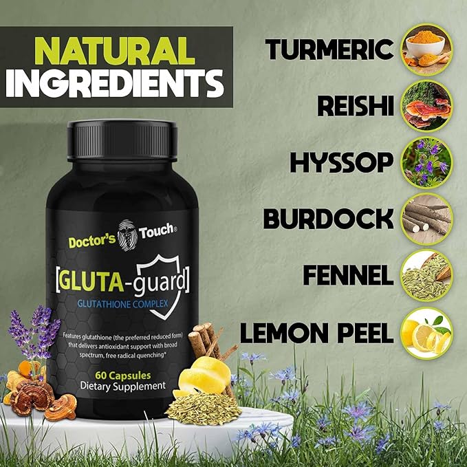 Doctor's Touch Liposomal Glutathione Supplement - Easy-to-Swallow Glutathione Capsules for Energy Brain Support and Skin Health - Pure Maximum Absorption Glutathione Liposomal Supplement