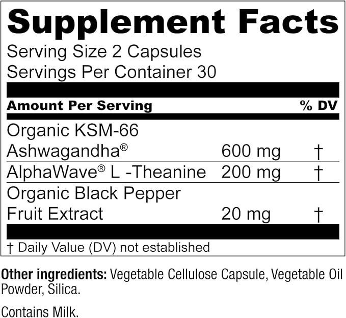 Live Conscious KSM-66 Ashwagandha Supplement w/L Theanine &amp AlphaWave - ZenWell Everyday Stress Relief Cognitive Brain Health - Ashwagandha for Men &amp Women - 60 Capsules