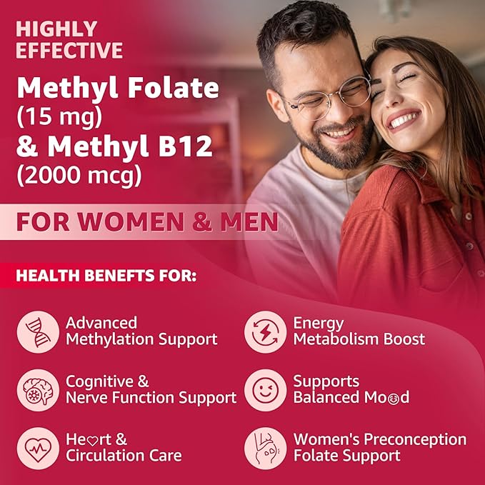 Methylated Multivitamin for Men + L-Methylfolate 15mg Plus Methyl B12 2000mcg Gummies