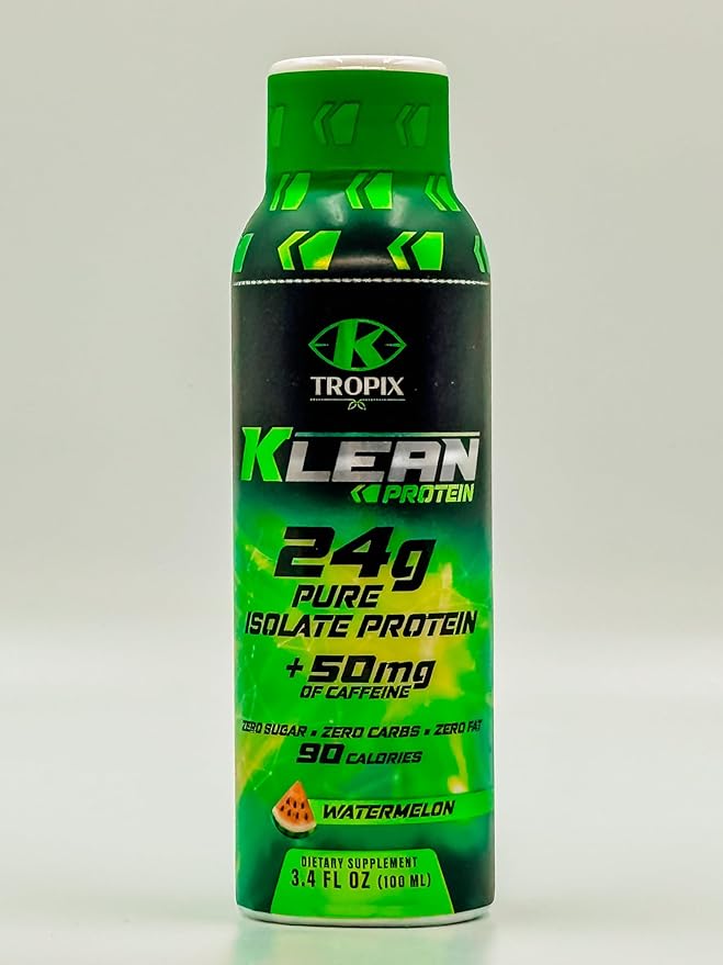 KTROPIX Klean+ Protein Watermelon 24g Whey Protein Isolate + 50mg Natural Caffeine Zero Sugar Crash-Free Energy &amp Focus Portable Protein for Muscle Recovery 3.4Oz Pack of 12