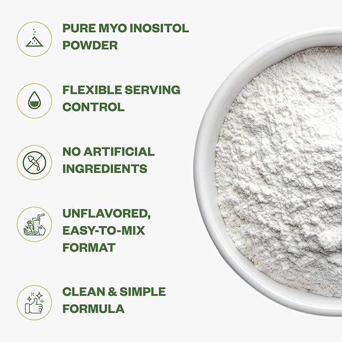 Purisure Inositol Powder 1 kg Fertility Hormonal Balance and Ovarian Support Pure Inositol Powder Inositol Supplement to Support Energy and Brain Wellness Vegan Non-GMO 2000 Servings