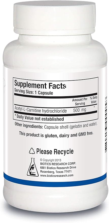 Biotics Research Acetyl L Carnitine Athletic Strength Neuroprotection Boost Energy Post Workout Muscle Recovery Healthy Body Composition Age Gracefully Brain Health Metabolic Support 90 Caps