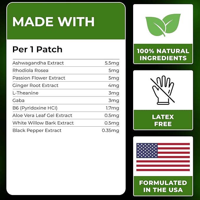 Relax Patches for Women &amp Men | With Rhodiola Rosea Ashwagandha L-Theanine - Relax &amp Unwind | 30 Days Supply