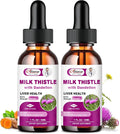 Liver Health Support Liquid 2 Pack600mg Milk Thistle 80% Silymarin Extract &amp 250mg Dandelion Root Extract Liver Cleanse Detox &amp Repair Fatty Liver Formula Vegan Non-GMO and All-Natural