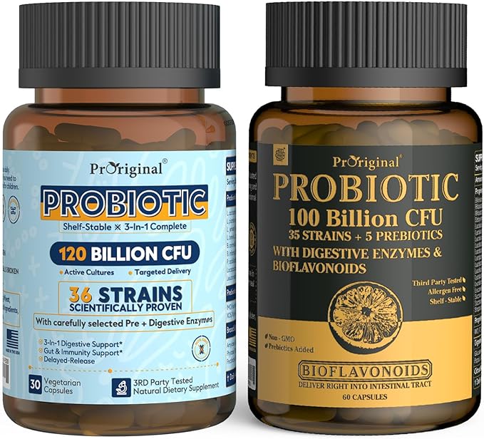 Probiotic 100 Billion CFU + 120 Billion CFU for Gut &amp Digestive Health Vegan Acidophilus Probiotic Supplement