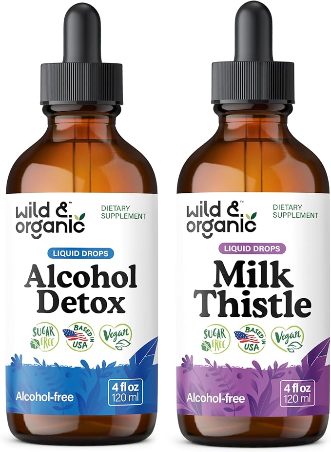 Wild &amp Organic Alcohol Detox Tincture 4 fl oz &amp Milk Thistle Tincture 4 fl oz