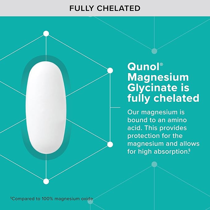 Qunol Magnesium Glycinate 300mg100% Glycinate Chelated Magnesium Supplement150ct Tablets(Pack of 2)