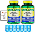 2 Spring Valley Calcium Magnesium &amp Zinc Plus Vitamin D3 Coated Caplets 250 Ct Bundle with Weekly Pill Planner + LLJ Corp Sticker.