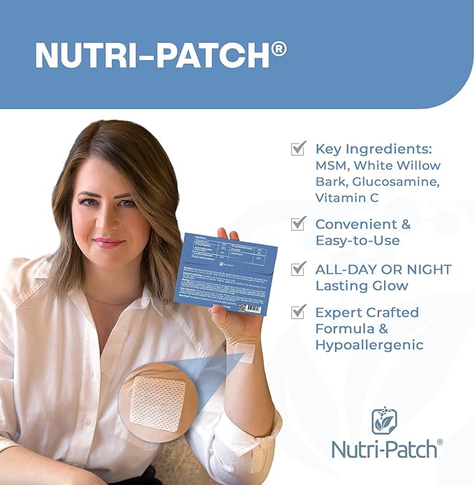 NUTRI-PATCH Inflam Topical Skin Patch | Infused with Turmeric MSM White Willow Bark and Vitamin C 30 Count