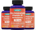 Mega Benfotiamine 750mg with Vitamin B-1 Highly Bioavailable Benfotiamine B1 Supplement Derivative to Support Overall Health* Gluten-Free 120 Capsules (3)