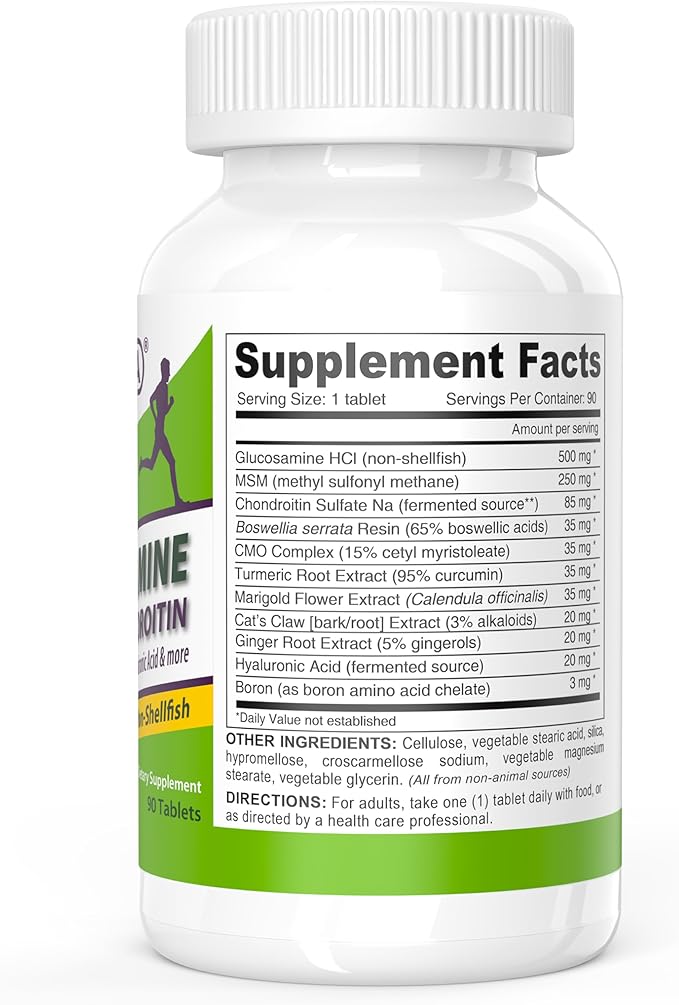 DEVA Vegan Glucosamine MSM &amp Chondroitin + Turmeric CMO Boswellia Hyaluronic Acid &amp More Improved Non-Animal Formula 90 Tablets (Pack of 2)