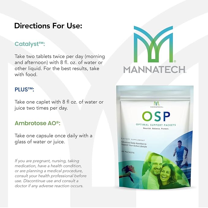 Mannatech More Than Just a Multivitamin Optimal Support Packets Amazing Self-Care Benefits of OSP Daily Vitamins w/Ashwagandha Capsules Immune Support and Antioxidant Supplement - 60 Packets