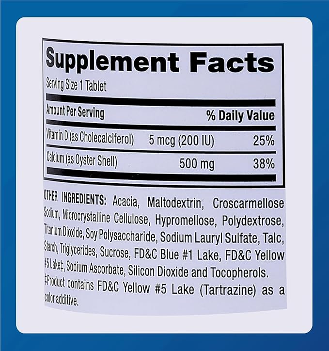2/Pack Major Oyster Shell 500mg Calcium Tablets Vitamin D3 Bone &amp Muscle Support 300 Tablets for Adults Men &amp Women
