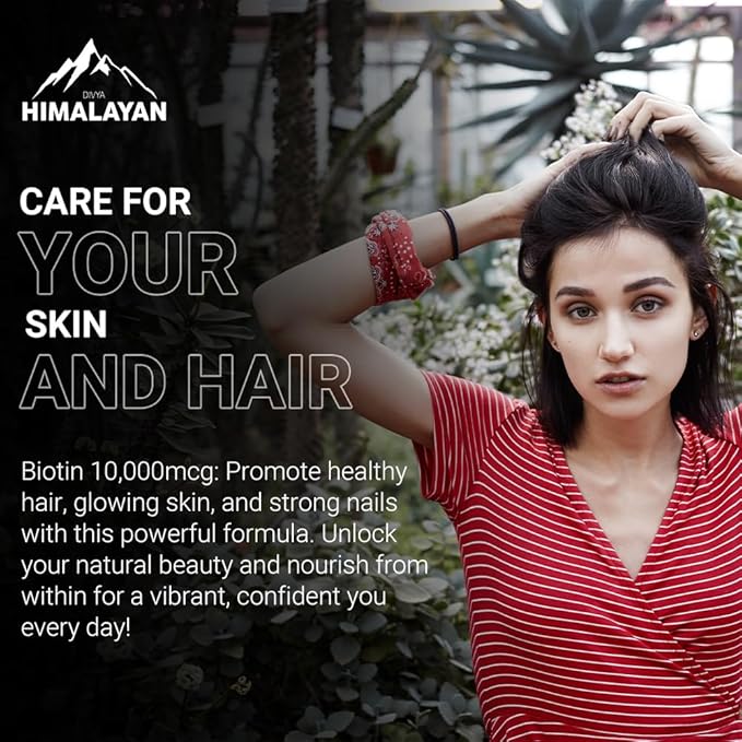 10000 MCG Biotin Supplement Capsules Promote Hair Skin &amp Nails Health Enriched with Sesbania grandiflora Vitamin C Grape Seed &amp Bamboo Extract for Men Women - 60 Capsule