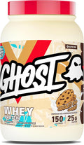 GHOST Whey Protein Powder Chocolate Chip Cookies - 2LB 25G of Protein - Whey Protein Isolate &amp Concentrate Blend - ­Post Workout Fitness &amp Nutrition Shakes with Real Cookie Pieces - Gluten-F