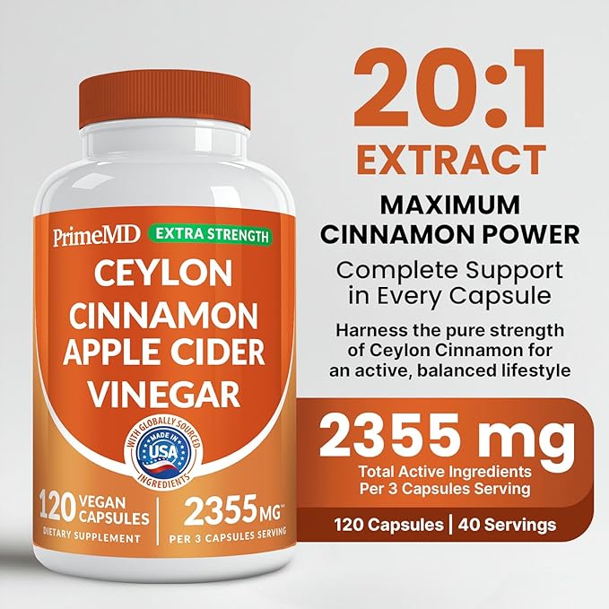 5-in-1 Ceylon Cinnamon Powder Extra Strength – Organic Ceylon Cinnamon Capsules with Turmeric Apple Cider Vinegar Korean Ginseng &amp BioPerine for Metabolism &amp Energy Support Pills (120 Ct 2