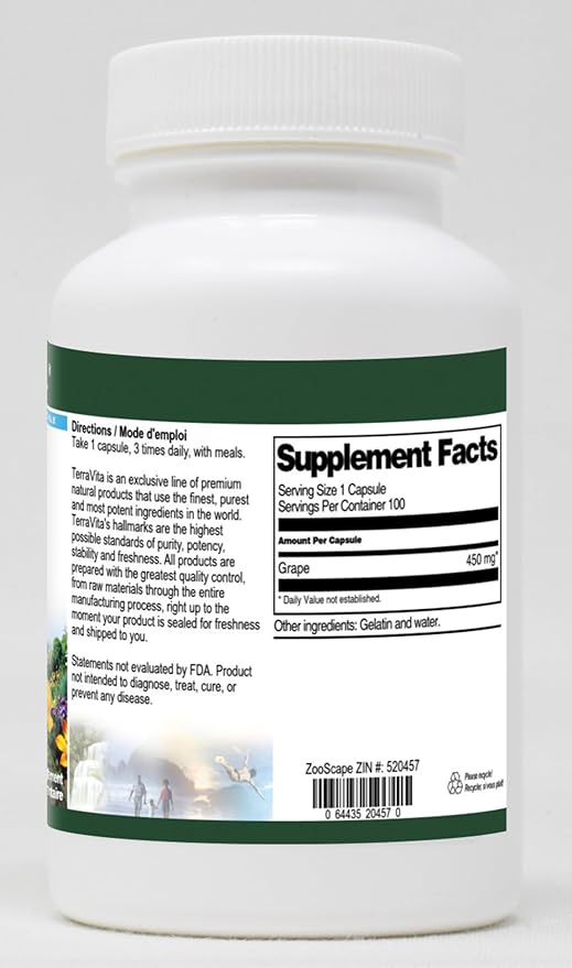 Grape - 450 mg (100 Capsules ZIN: 520457) - 3 Pack