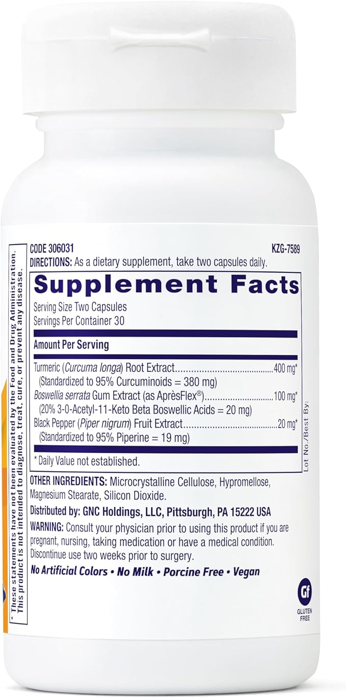 GNC TriFlex Turmeric Formula Improves Joint Comfort and Stiffness Promotes Mobility and Flexibility 60 Capsules