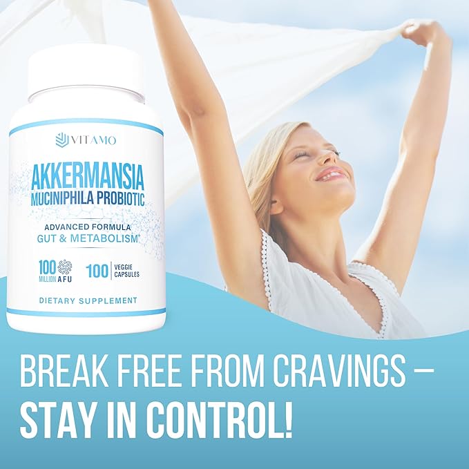 Vitamo Akkermansia Muciniphila Probiotic Supplement - 100 Million AFU GLP-1 Activator for Weight Loss Support - Metabolic &amp Digestive Health for Men &amp Women – Made in USA – 100 Capsules
