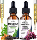 Natural Grape Seed Extract Drops-300 mg Grape Seed Extract Liquid Supplement Organic Moringa Oleifera Liquid Drops 1000mg Moringa Leaf Supplement