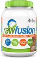 Rawfusion- Vegan Protein Powder Natural Chocolate - 30 Servings 21g of Plant Based Protein Low Net Carbs Non-Dairy Gluten/Lactose Free Soy Free Kosher Non-GMO 2lbs Pound
