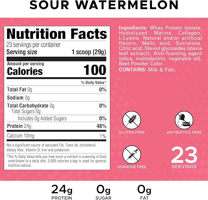 Revolution Nutrition Splash Clear Protein Clear Whey Protein Powder Juice-Type Protein Candy Flavour Collagen 24g Protein Zero Sugar Zero Carb 667g 23 Servings (Sour Watermelon 1.47 Pound)